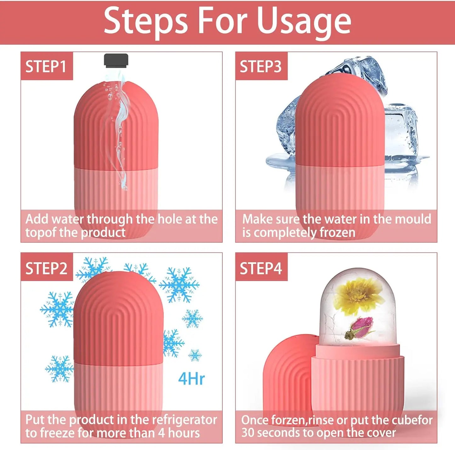 ❄️AUREA CHIC IceLuxe  Roller & Silicone Cube Tray Facial Massager