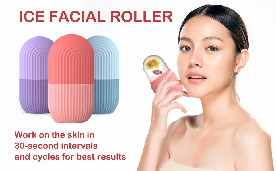 ❄️AUREA CHIC IceLuxe  Roller & Silicone Cube Tray Facial Massager