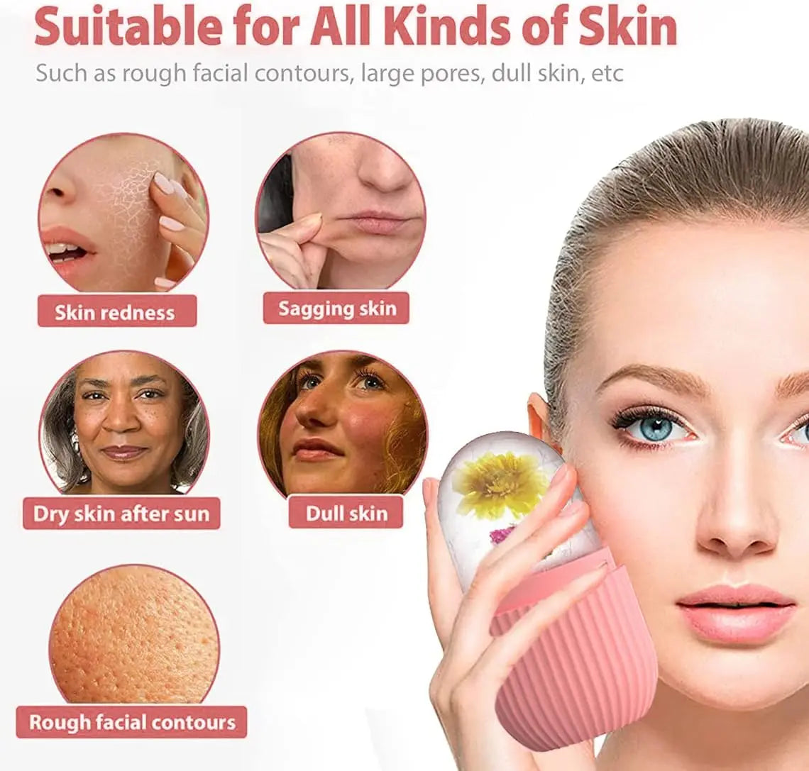 ❄️AUREA CHIC IceLuxe  Roller & Silicone Cube Tray Facial Massager