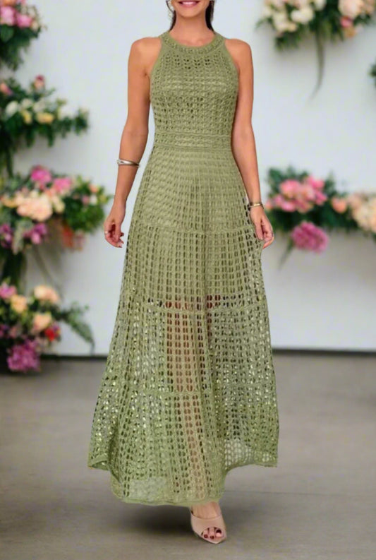 🌷AUREA CHIC Maxi Dress Matcha Green