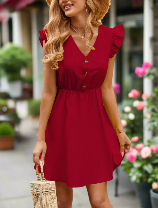 🌷AUREA CHIC Mini Dress Scarlet